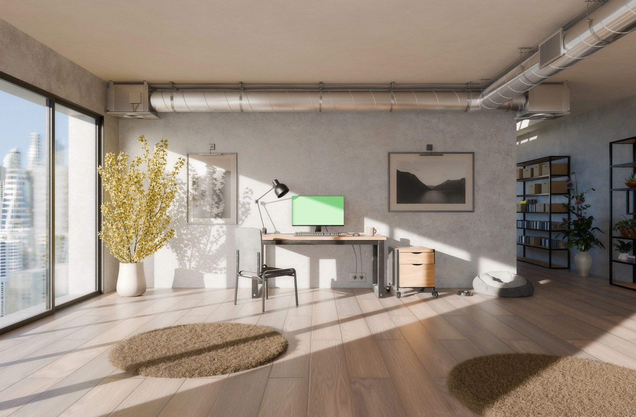 Bright minimalist workspace with natural light