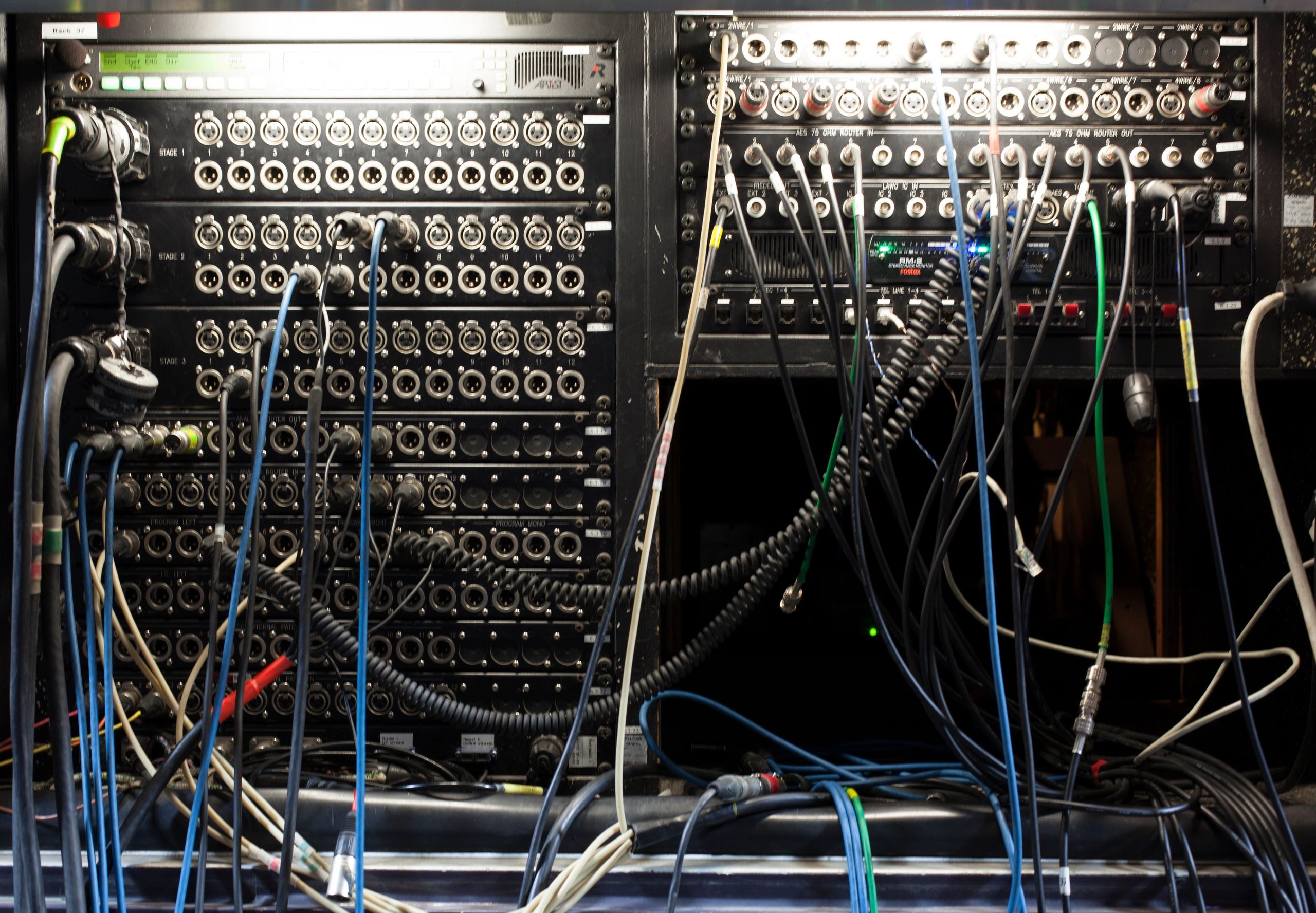 Television production control room equipment.